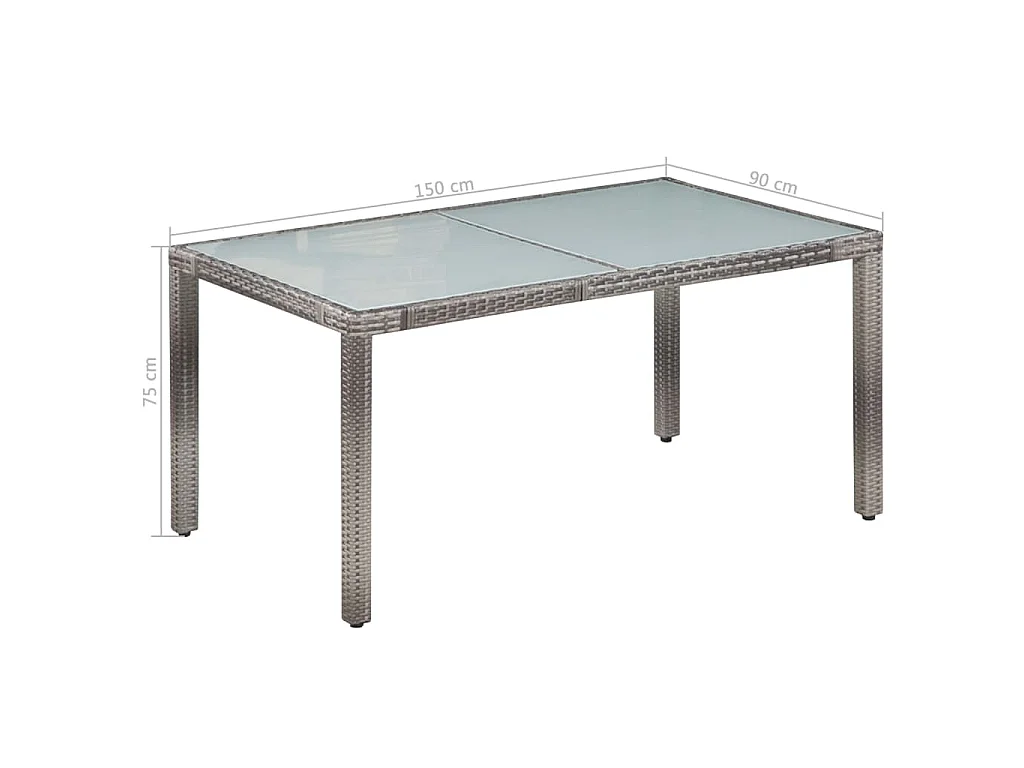 Set de comedor de jardín 7 pzs y cojines ratán sintético gris