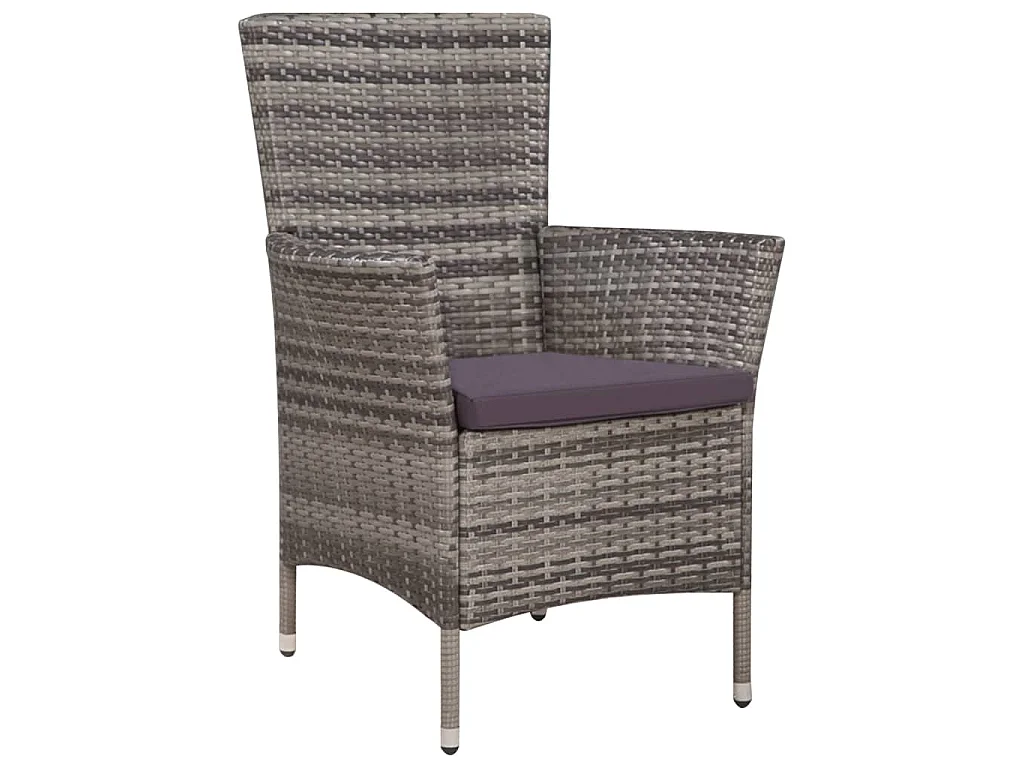 Set de comedor de jardín 7 pzs y cojines ratán sintético gris