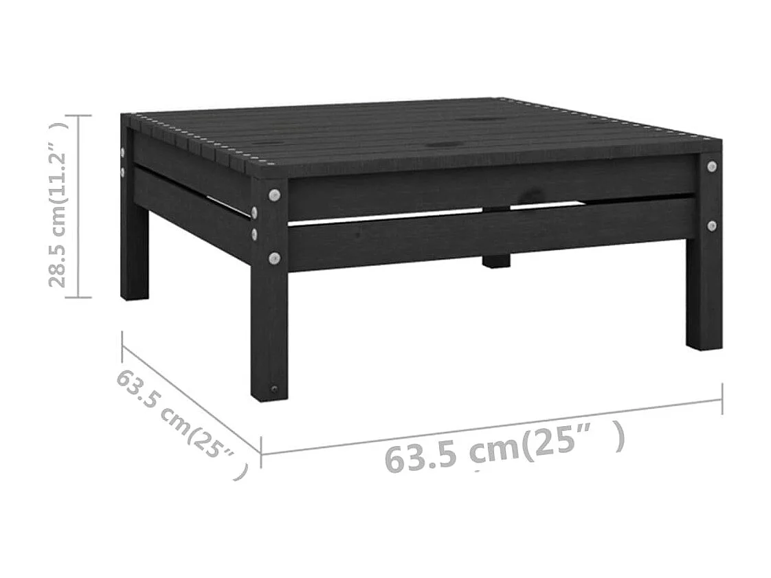 Juego de muebles de jardín 13 pzas madera maciza de pino negro