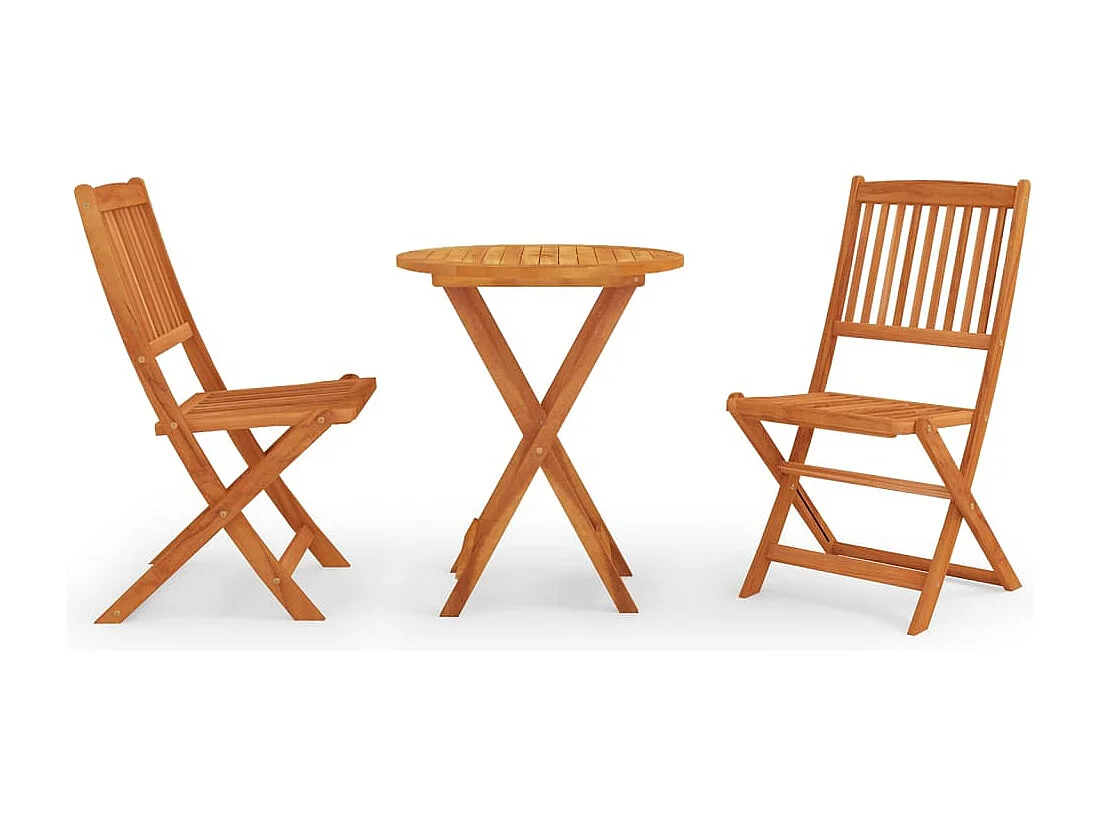 3 pcs conj. jantar exterior dobrável madeira eucalipto maciça
