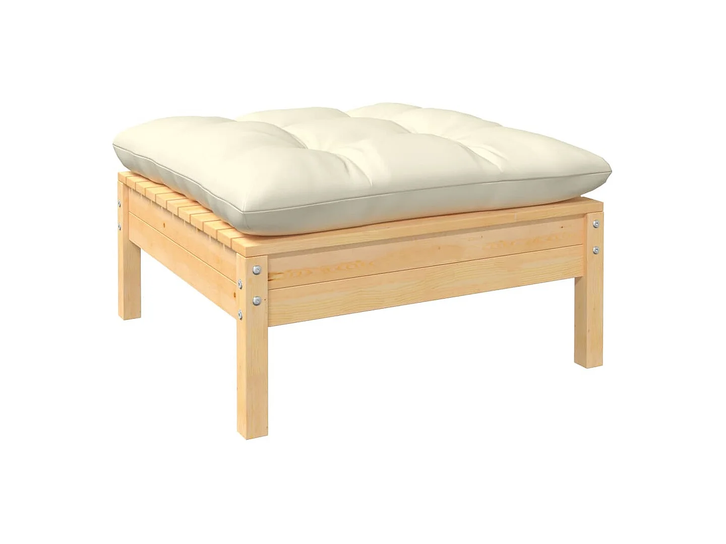 9 pcs conjunto lounge jardim c/ almofadões creme pinho maciço