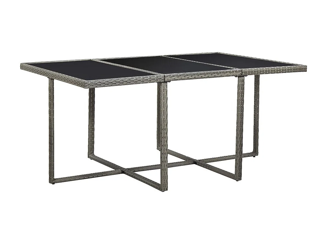 Ensemble à manger d’extérieur 11pcs et coussins poly rotin Gris