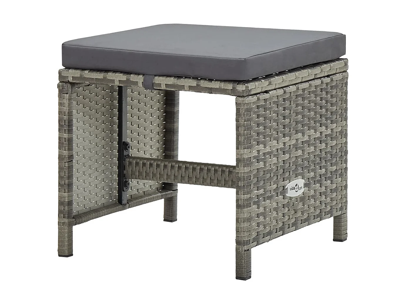 Ensemble à manger d’extérieur 11pcs et coussins poly rotin Gris