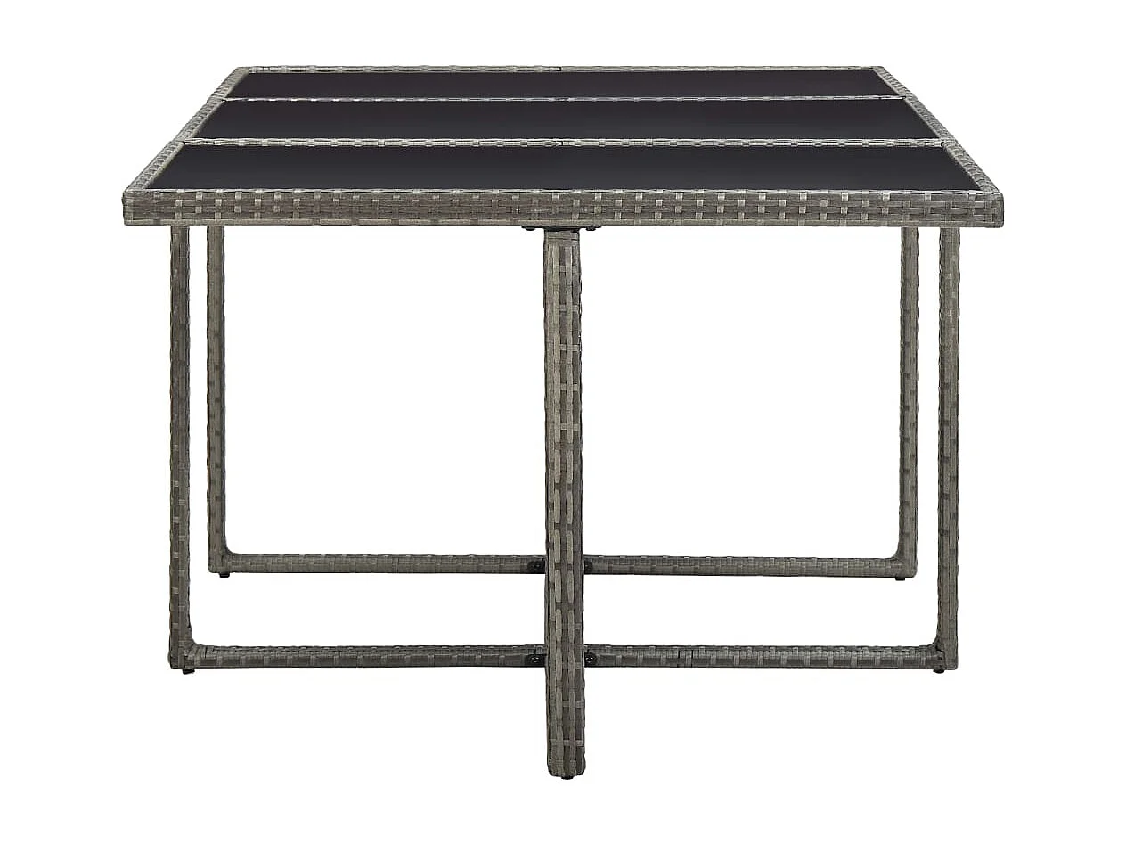 Ensemble à manger d’extérieur 11pcs et coussins poly rotin Gris