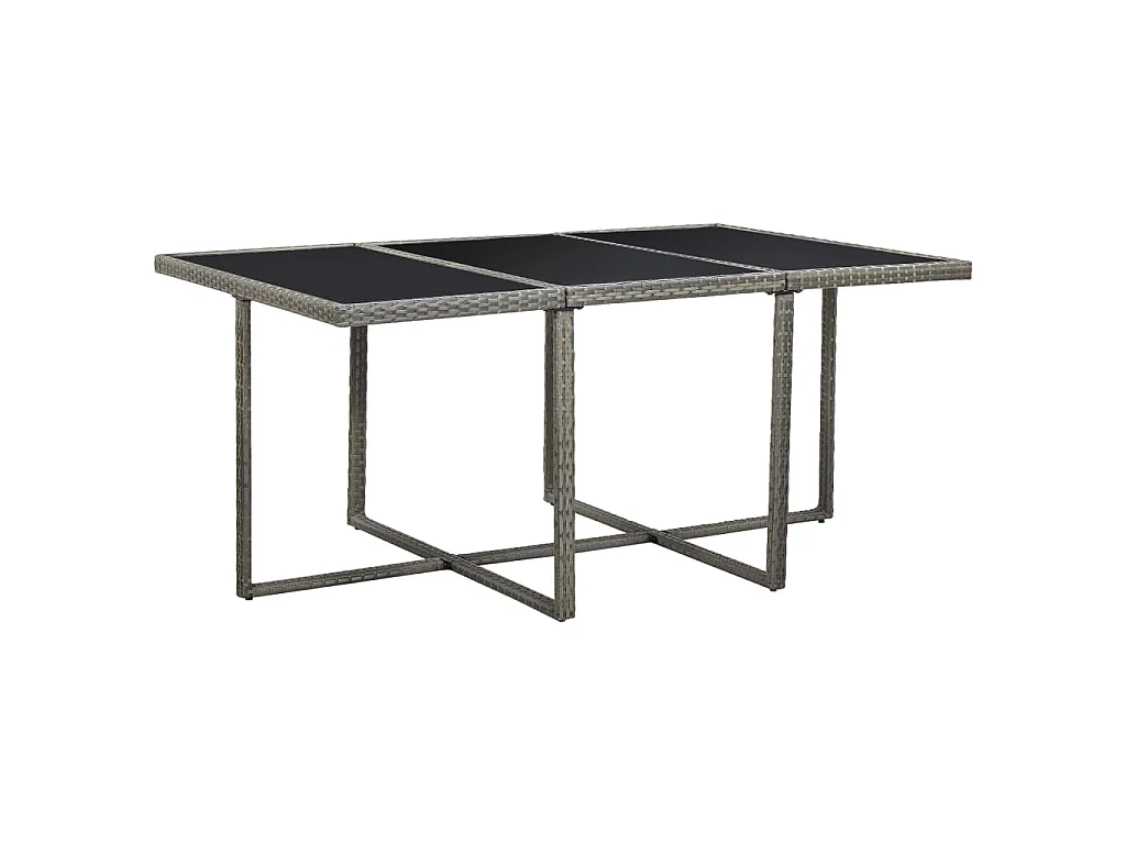 Ensemble à manger d’extérieur 11pcs et coussins poly rotin Gris
