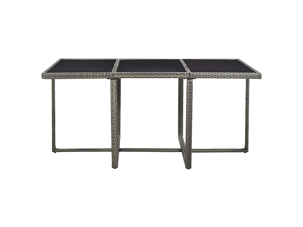 Ensemble à manger d’extérieur 11pcs et coussins poly rotin Gris