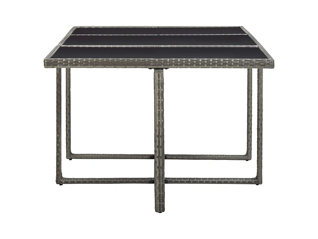 Ensemble à manger d’extérieur 11pcs et coussins poly rotin Gris
