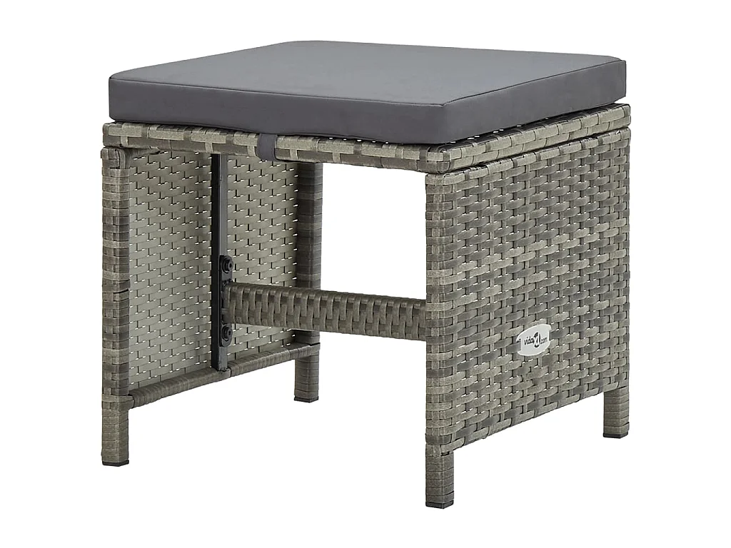 Ensemble à manger d’extérieur 11pcs et coussins poly rotin Gris