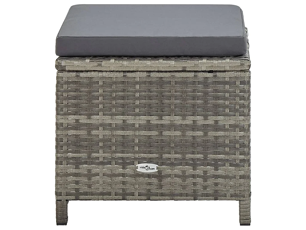 Ensemble à manger d’extérieur 11pcs et coussins poly rotin Gris