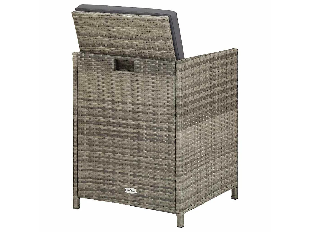 Ensemble à manger d’extérieur 11pcs et coussins poly rotin Gris