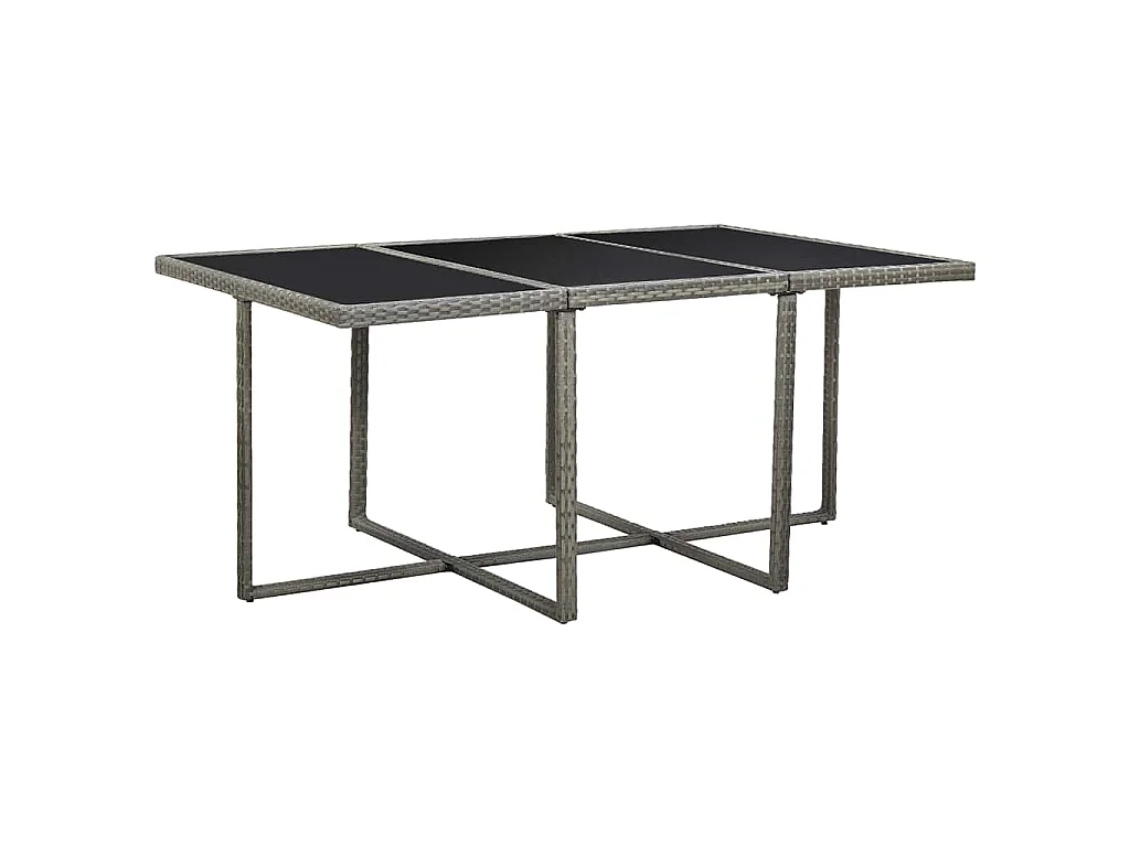 Ensemble à manger d’extérieur 11pcs et coussins poly rotin Gris