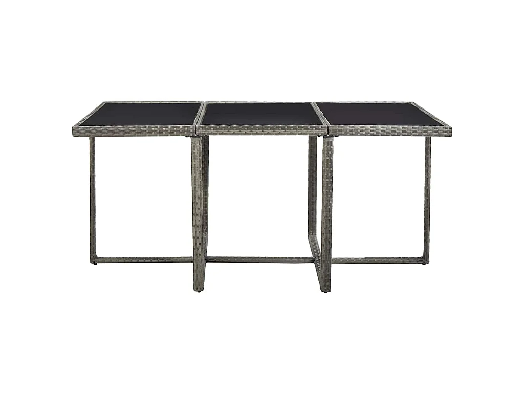 Ensemble à manger d’extérieur 11pcs et coussins poly rotin Gris