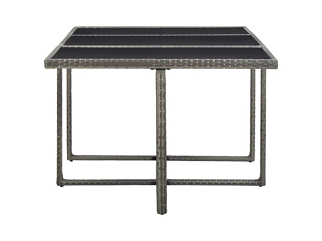 Ensemble à manger d’extérieur 11pcs et coussins poly rotin Gris