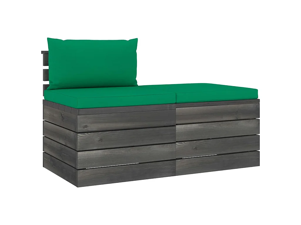 Salon palette de jardin 2 pcs avec coussins Bois de pin massif