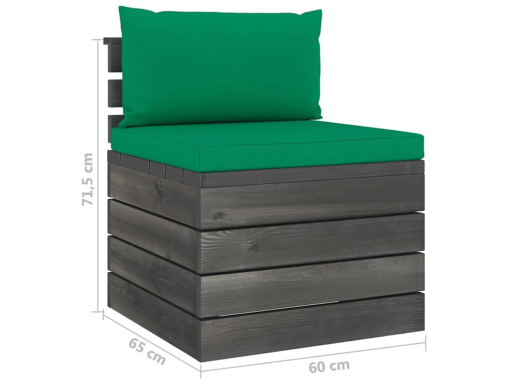 Salon palette de jardin 2 pcs avec coussins Bois de pin massif