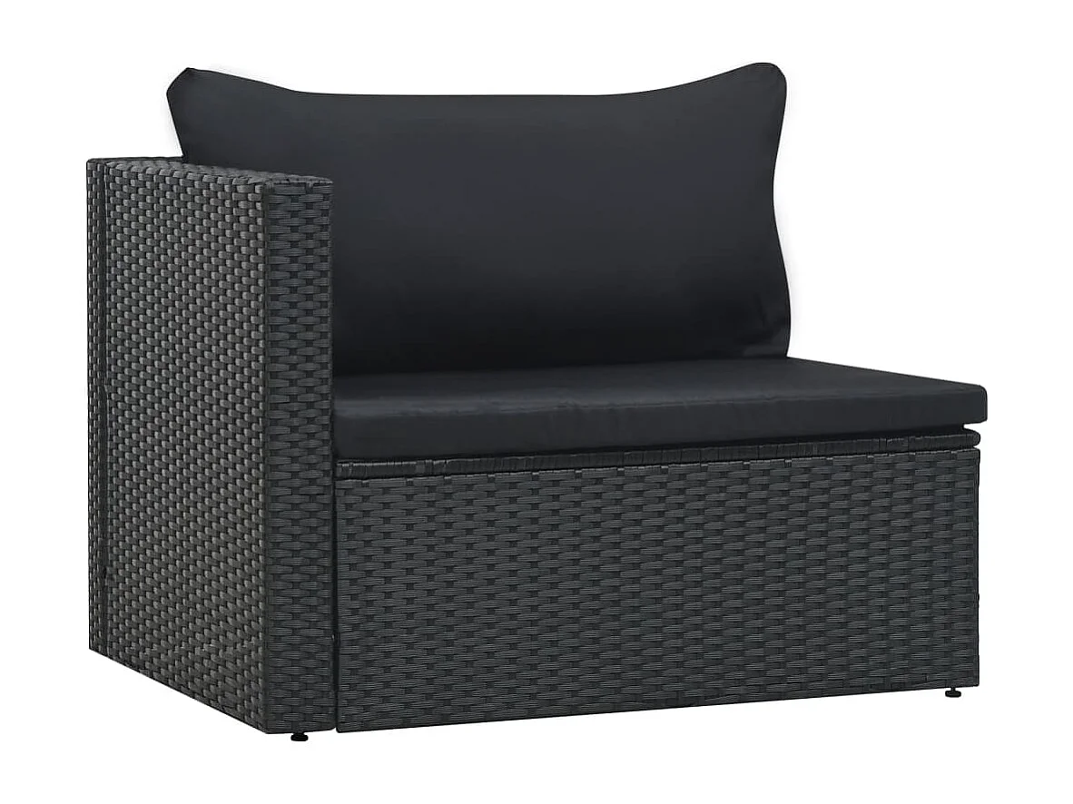 Salon de jardin 5 pcs avec coussins résine tressée noir