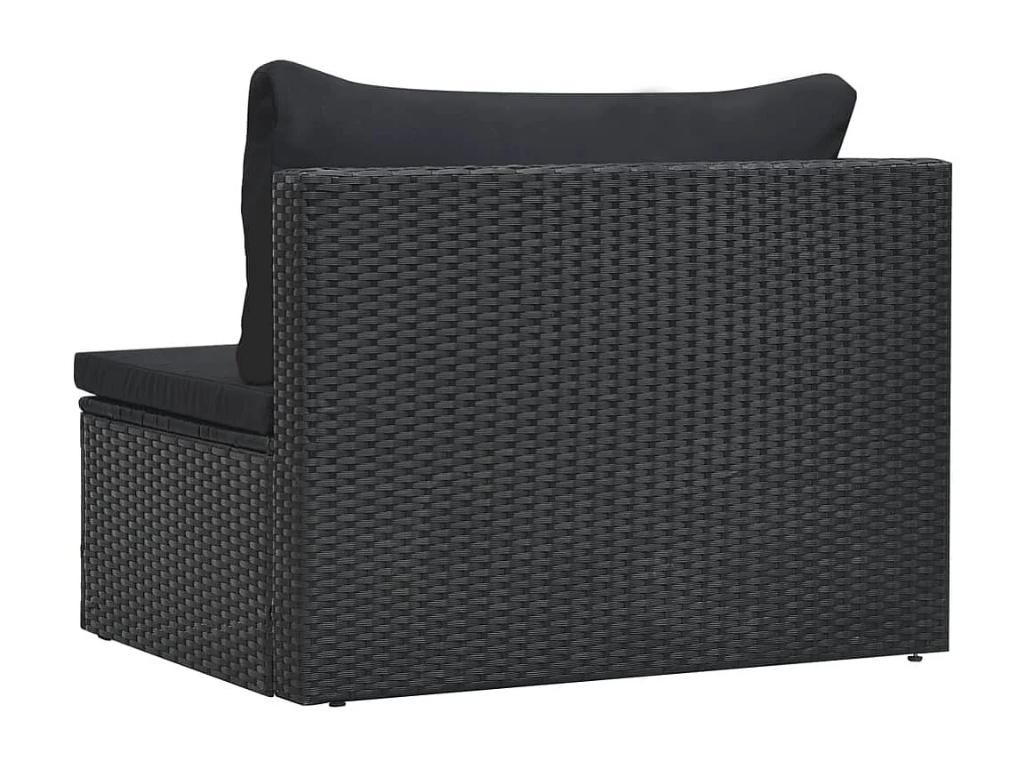 Salon de jardin 5 pcs avec coussins résine tressée noir