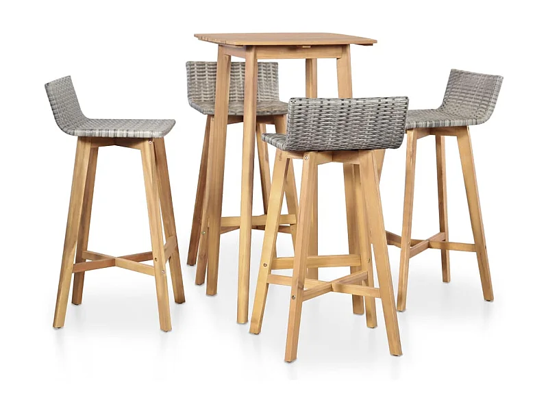 5 pcs conjunto de jantar exterior madeira acácia maciça