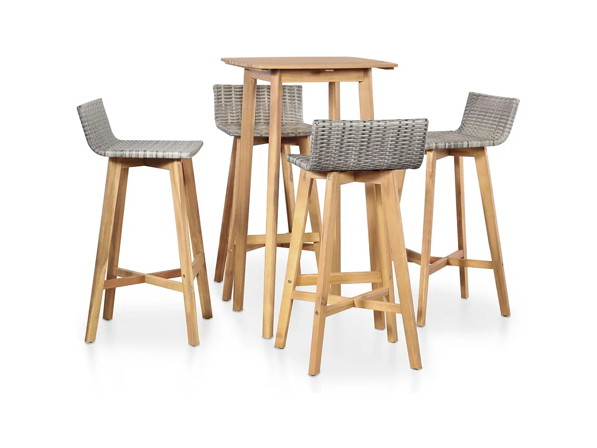 Set da Pranzo da Giardino 5 pz in Legno Massello di Acacia