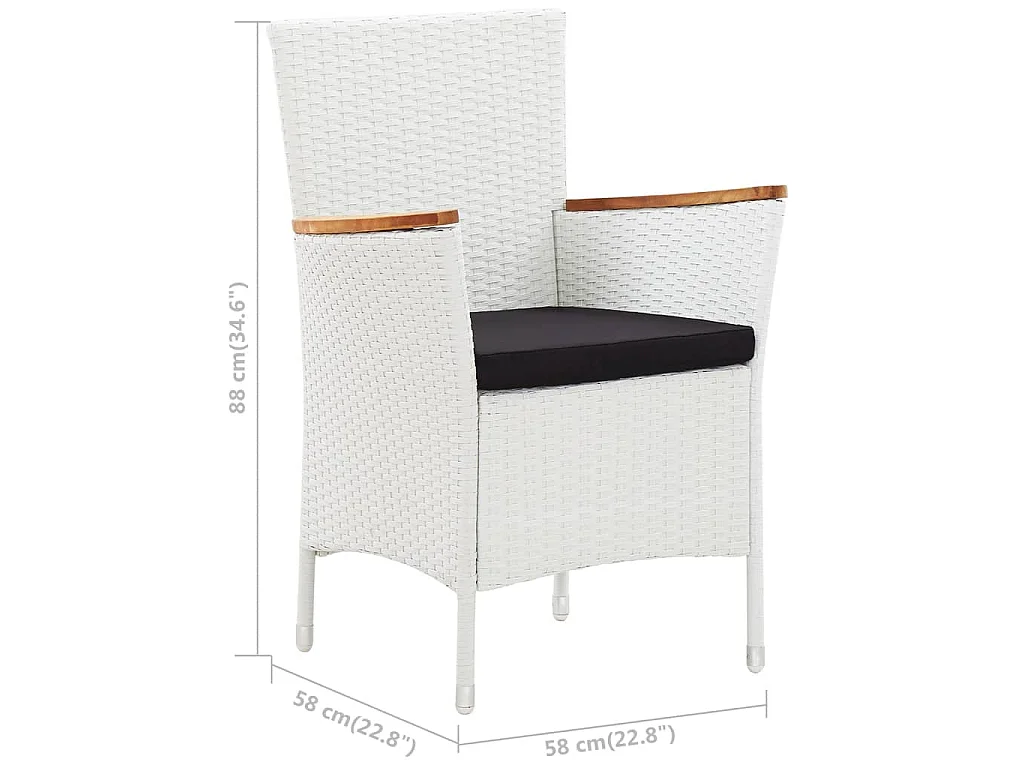 Set da Pranzo per Giardino 9 pz in Polyrattan Bianco