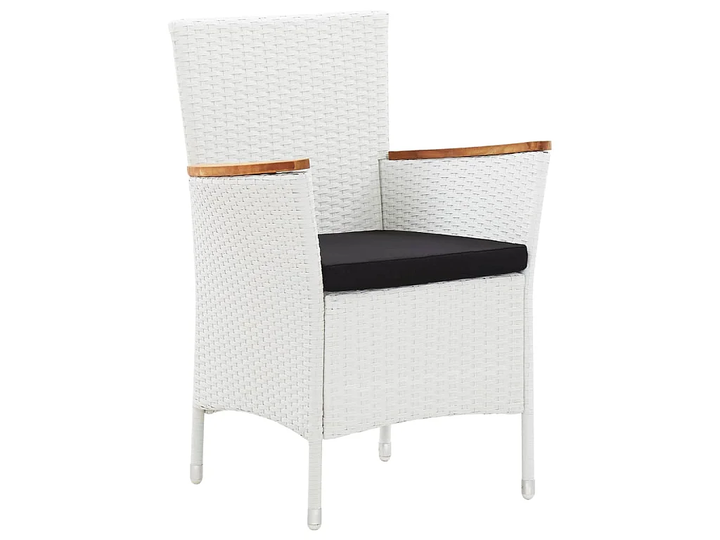 Set da Pranzo per Giardino 9 pz in Polyrattan Bianco
