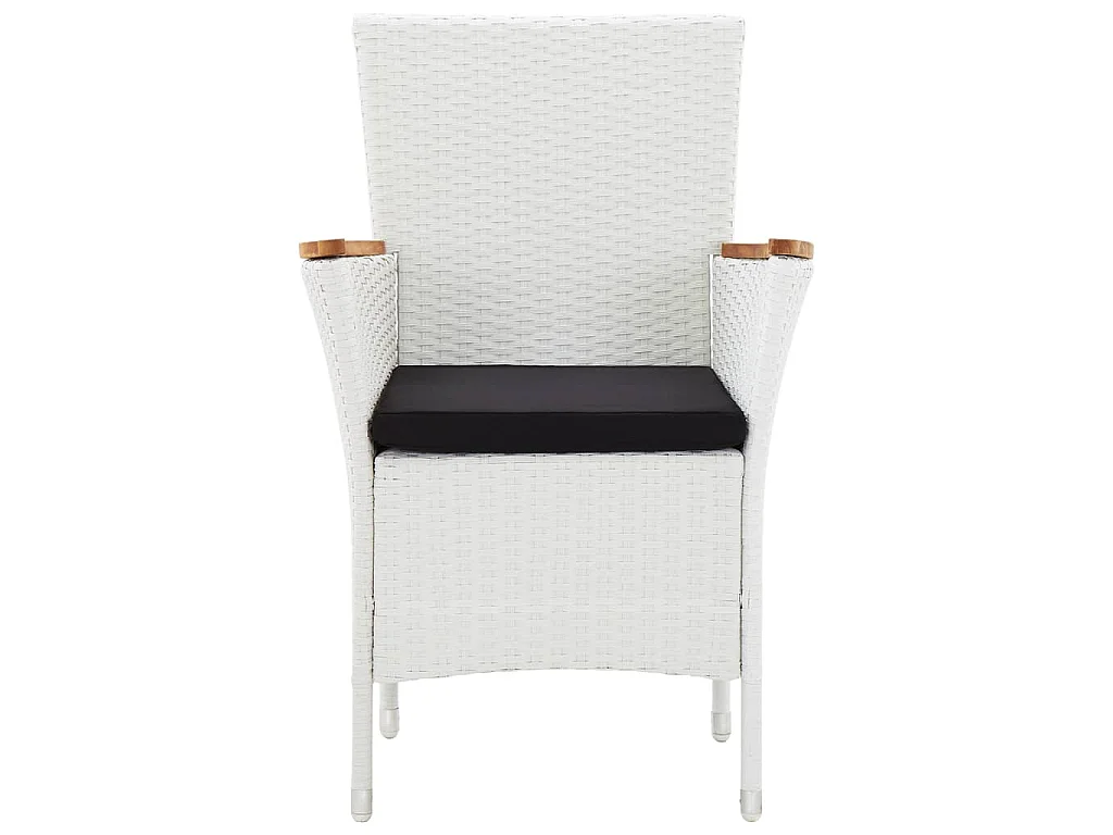 Set da Pranzo per Giardino 9 pz in Polyrattan Bianco