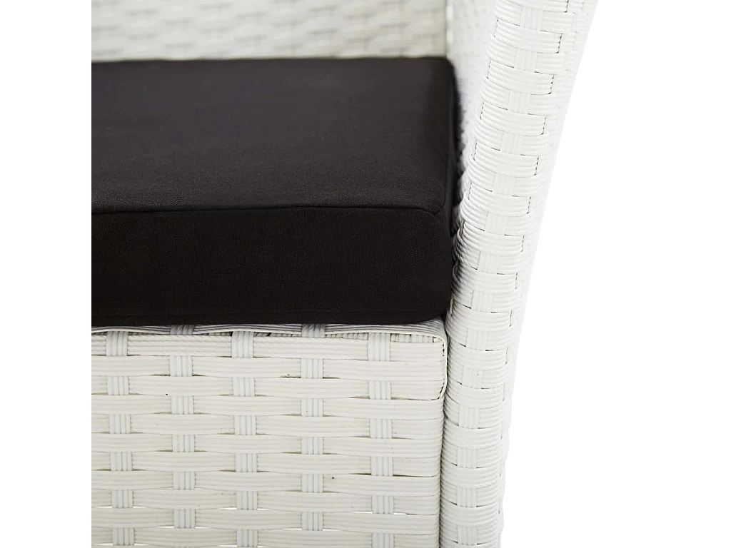 Set da Pranzo per Giardino 9 pz in Polyrattan Bianco