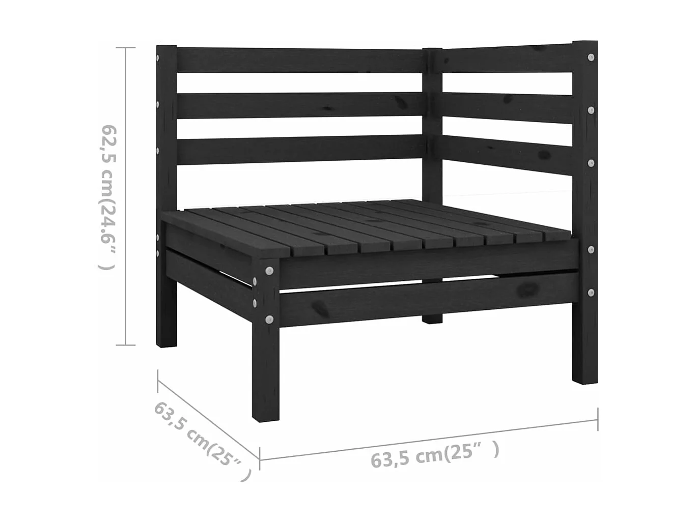 Salon de jardin 9 pcs Bois de pin massif Noir