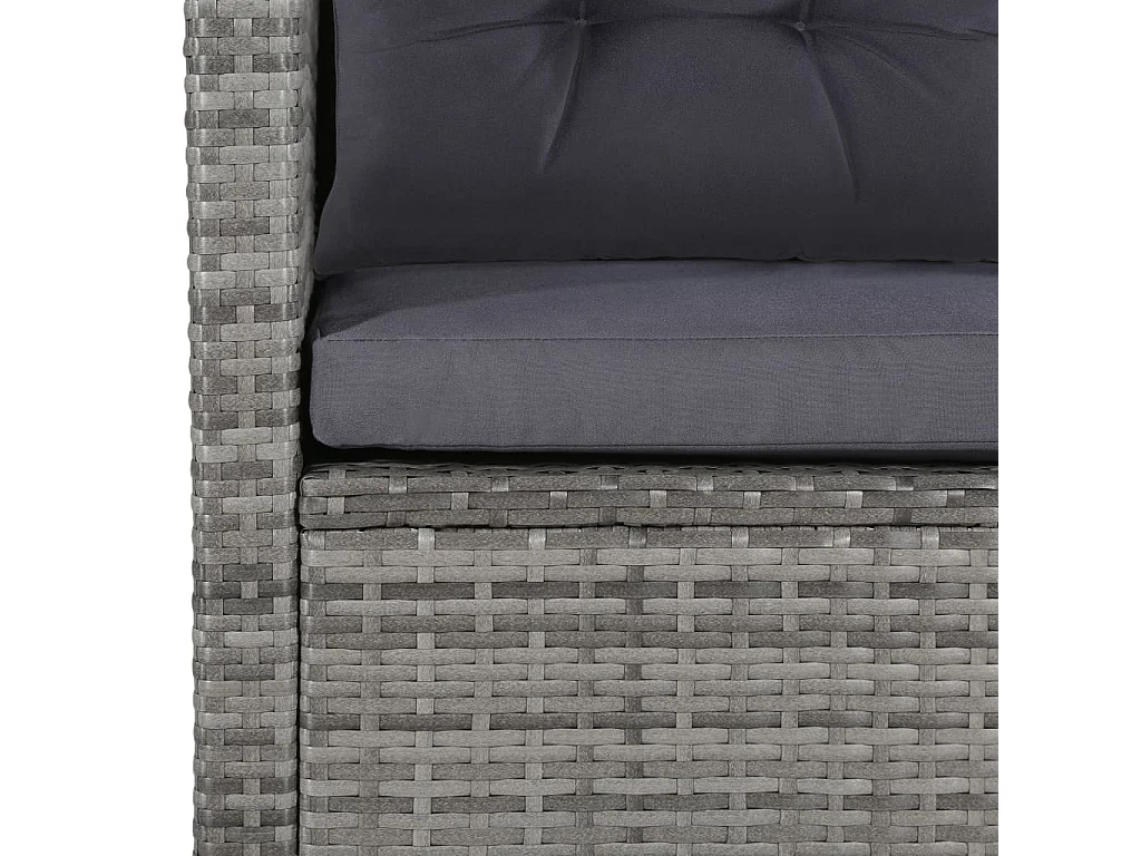 6 pcs conjunto lounge de jardim c/ almofadões vime PE cinzento