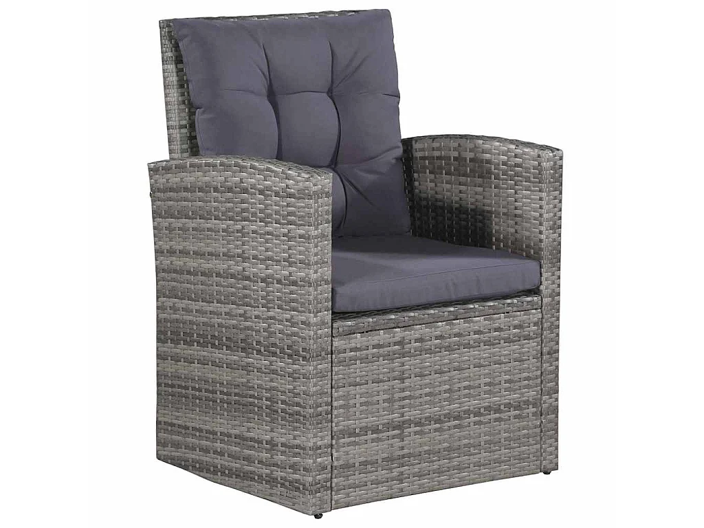 6 pcs conjunto lounge de jardim c/ almofadões vime PE cinzento