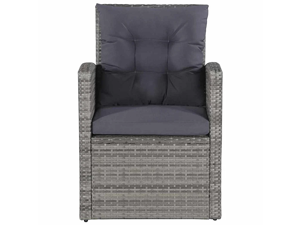 6 pcs conjunto lounge de jardim c/ almofadões vime PE cinzento