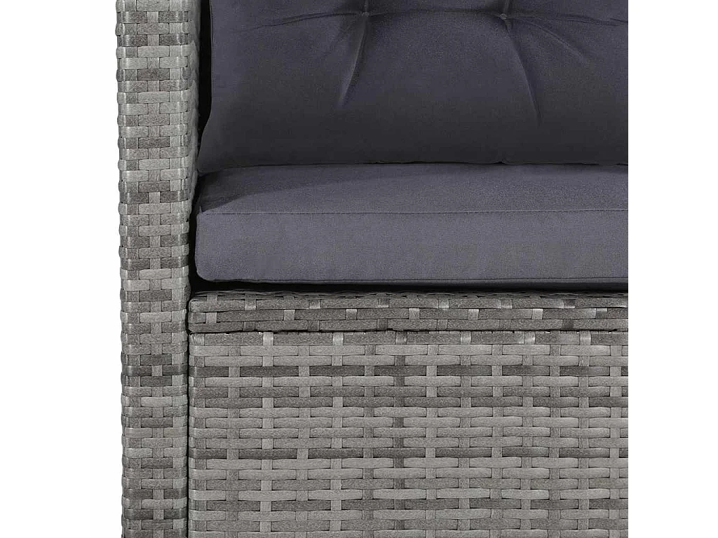 6 pcs conjunto lounge de jardim c/ almofadões vime PE cinzento