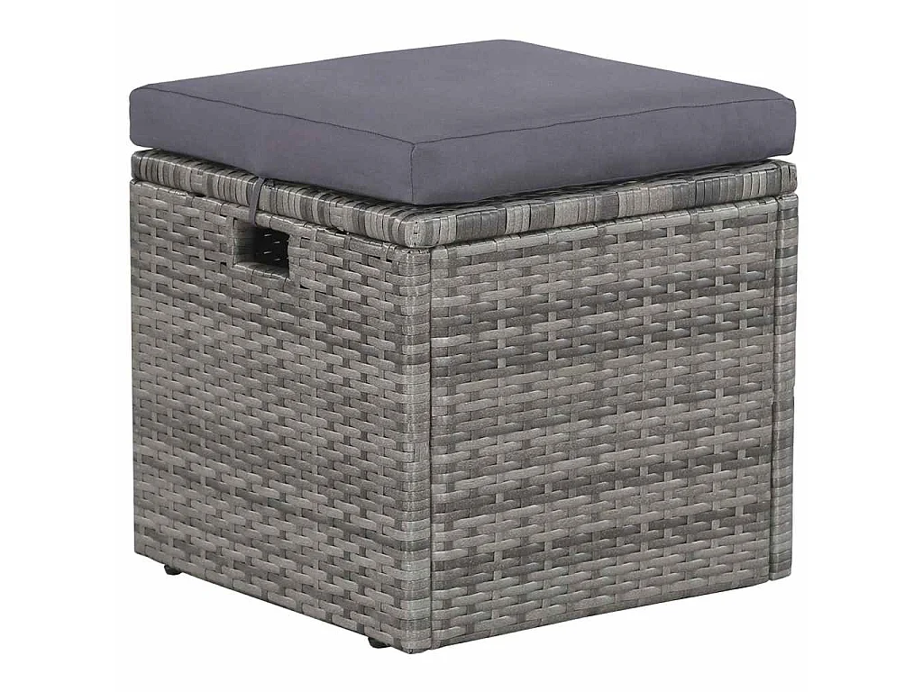 6 pcs conjunto lounge de jardim c/ almofadões vime PE cinzento