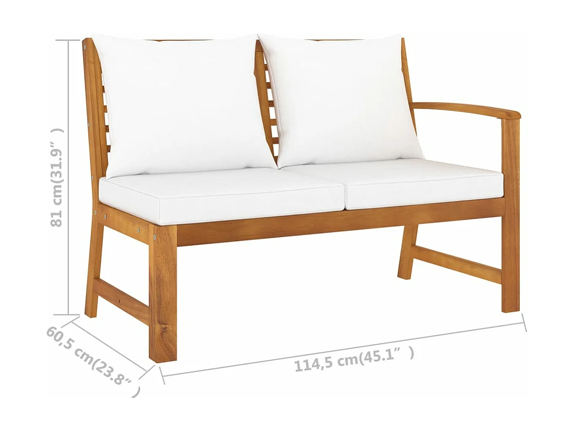 Set Divani da Giardino 6 pz con Cuscini Crema in Legno Acacia