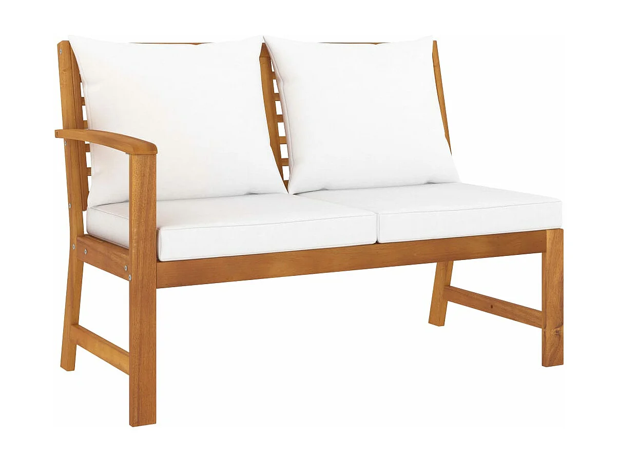Set Divani da Giardino 6 pz con Cuscini Crema in Legno Acacia