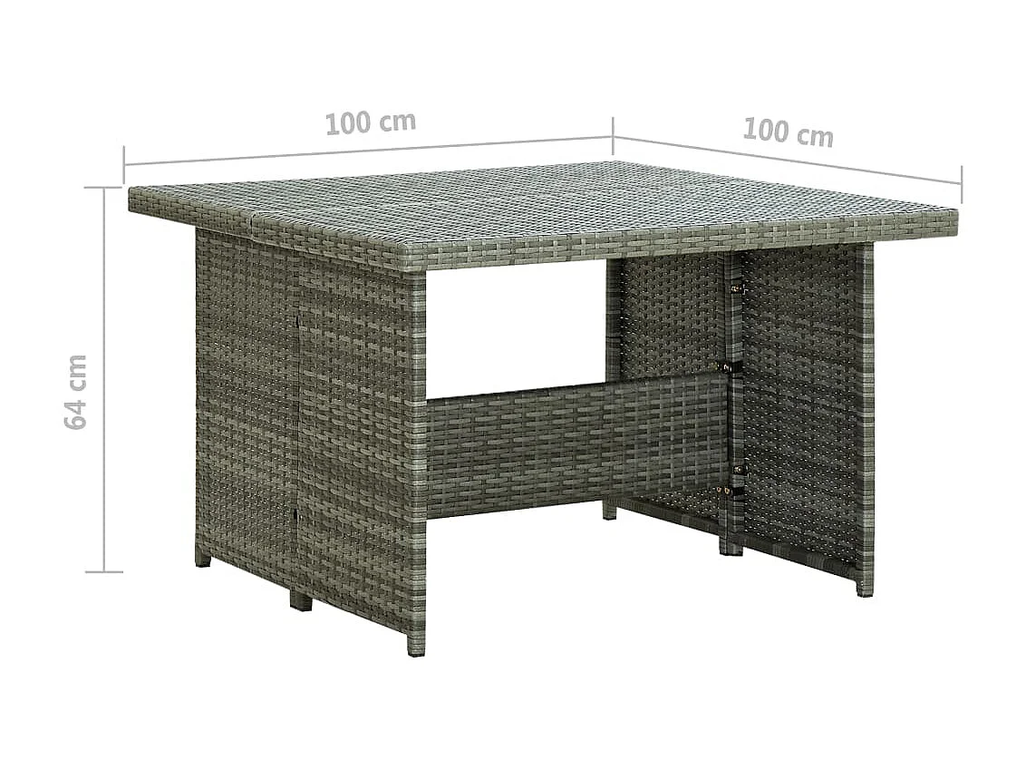 Salon de jardin 6 pcs avec coussins résine tressée gris