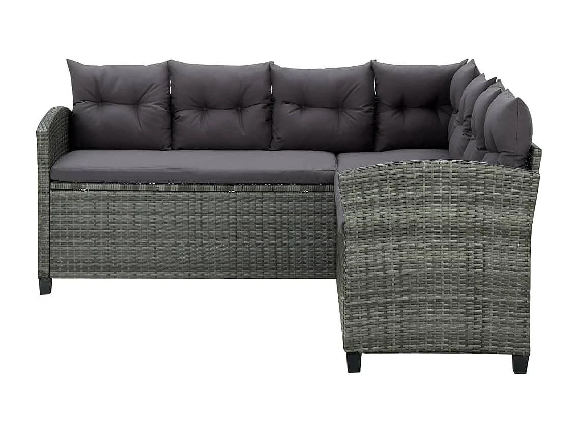 Salon de jardin 6 pcs avec coussins résine tressée gris