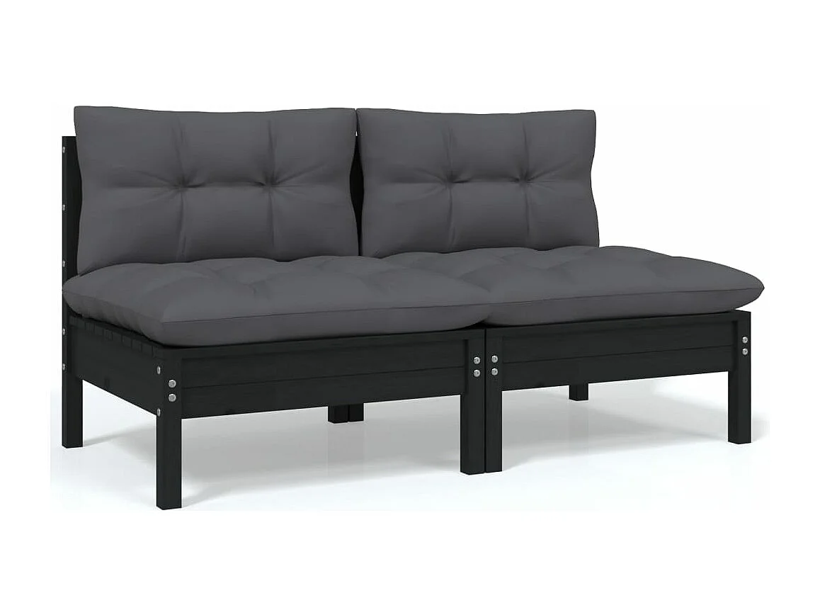 4-delige Loungeset met kussens massief grenenhout