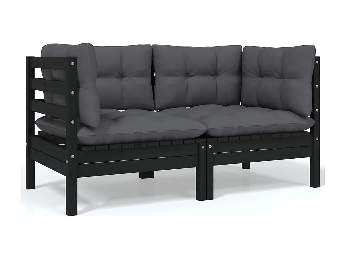 4 pcs conjunto lounge jardim c/ almofadões pinho maciço
