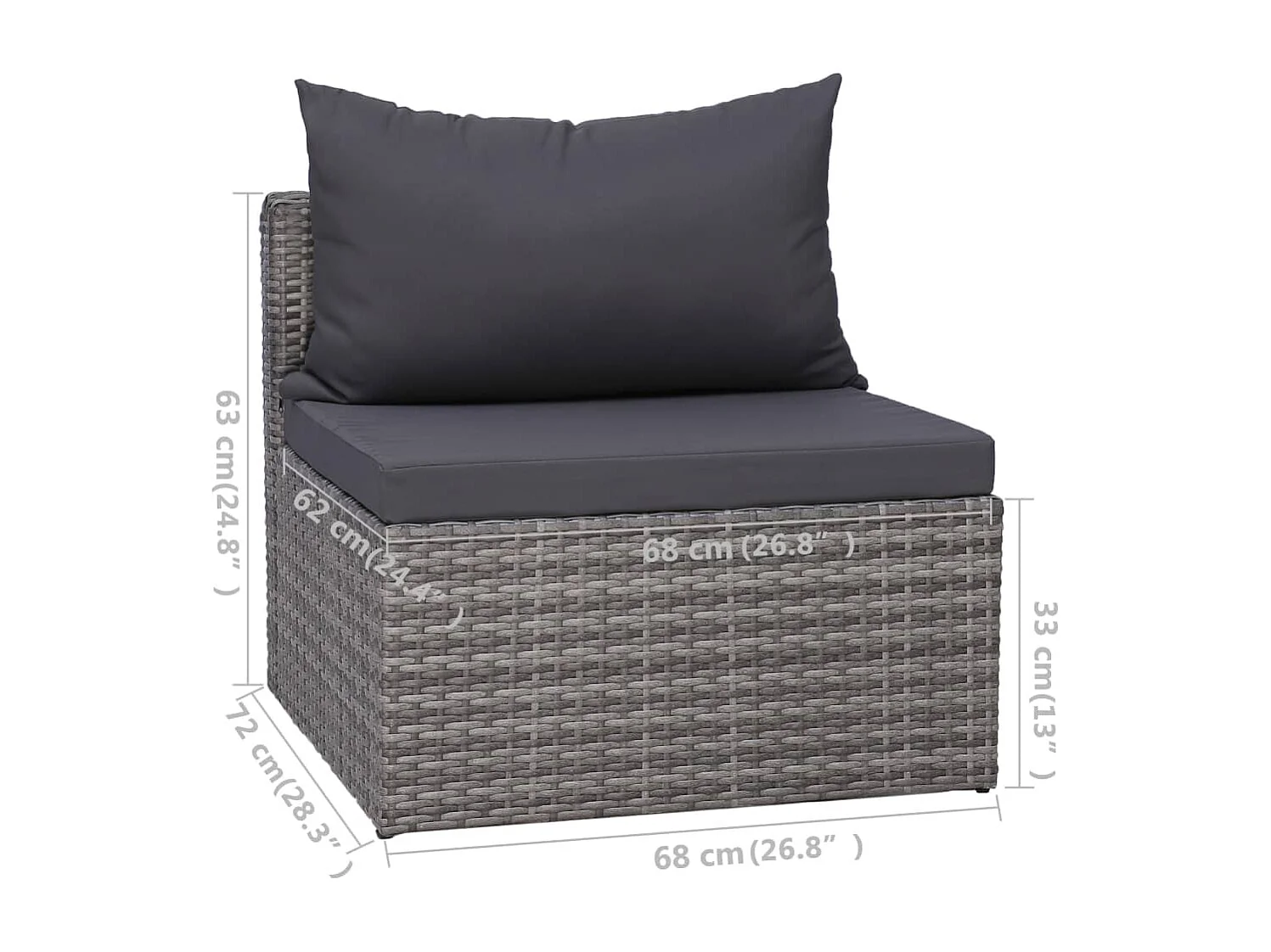 5-tlg. Garten-Sofagarnitur mit Polstern & Kissen Poly Rattan Grau