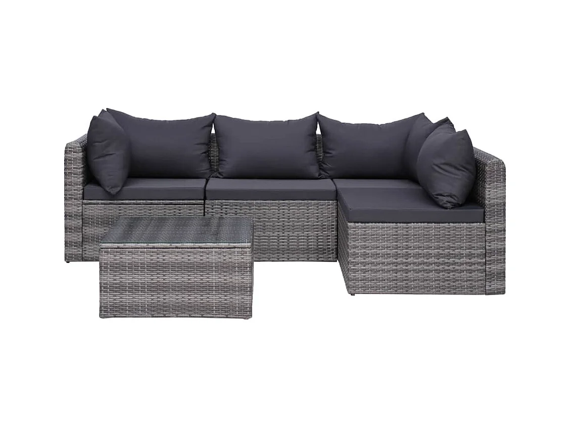Salon de jardin 5 pcs et coussins et oreillers Résine tressée