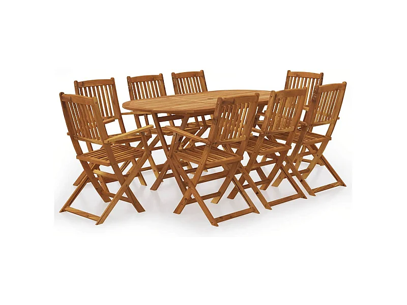 Comedor de jardín plegable 9 piezas de madera maciza de acacia