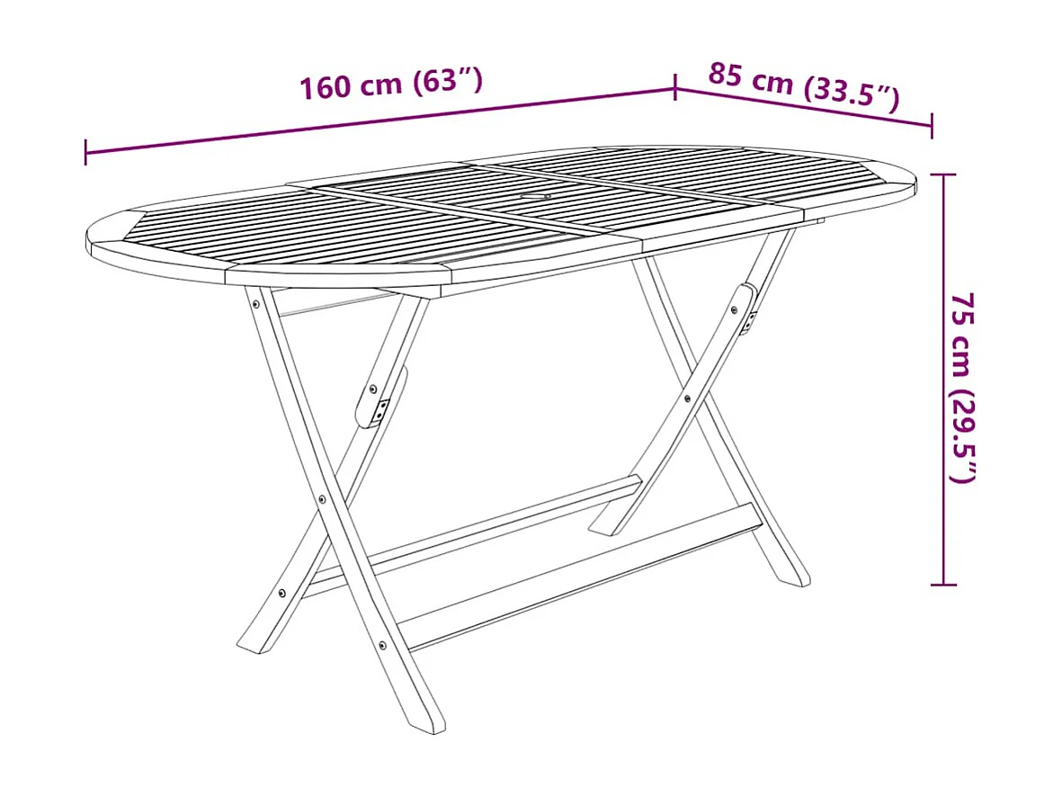 Ensemble à manger d'extérieur pliable 9pcs Bois d'acacia solide