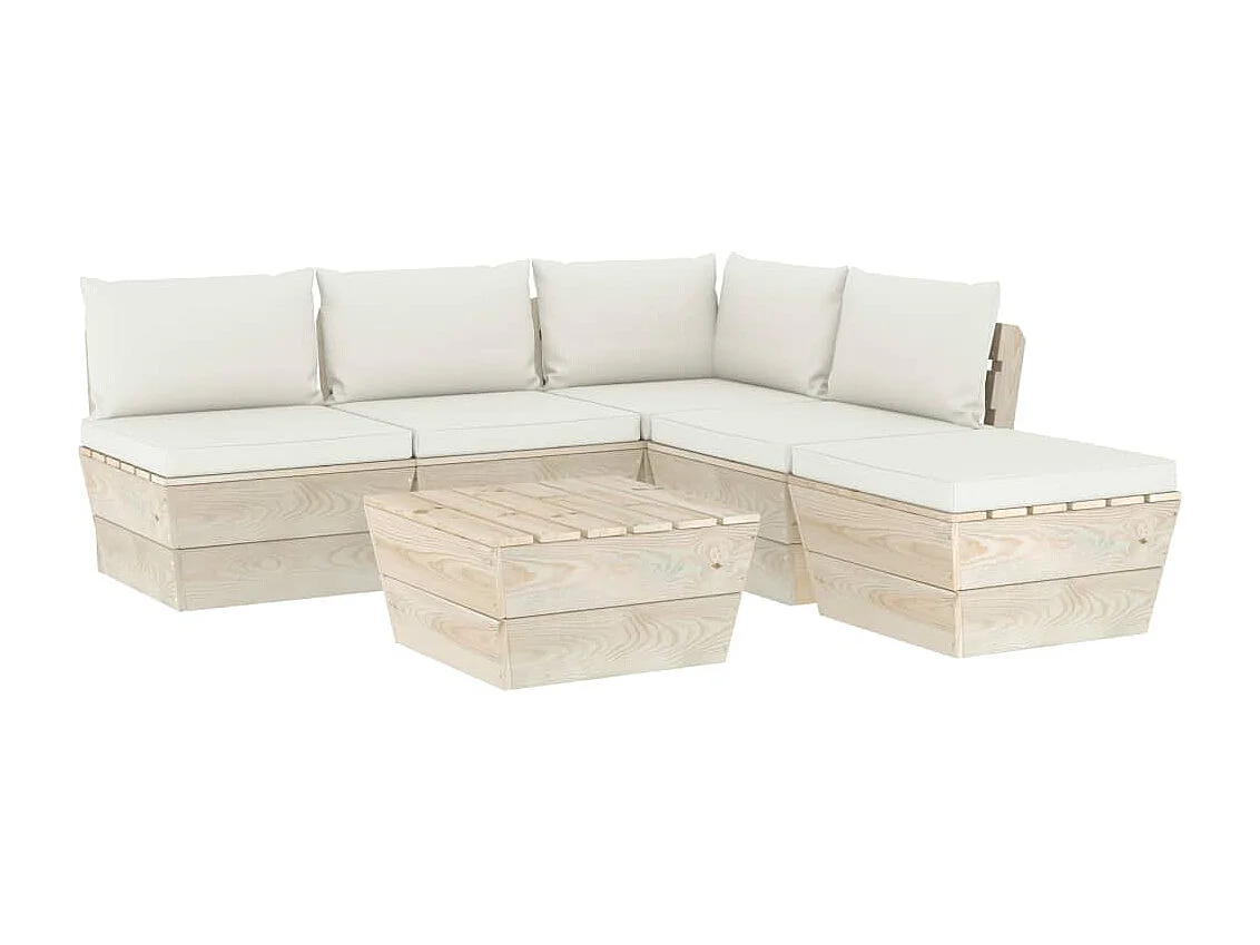 6 pcs conjunto lounge de paletes + almofadões madeira de abeto