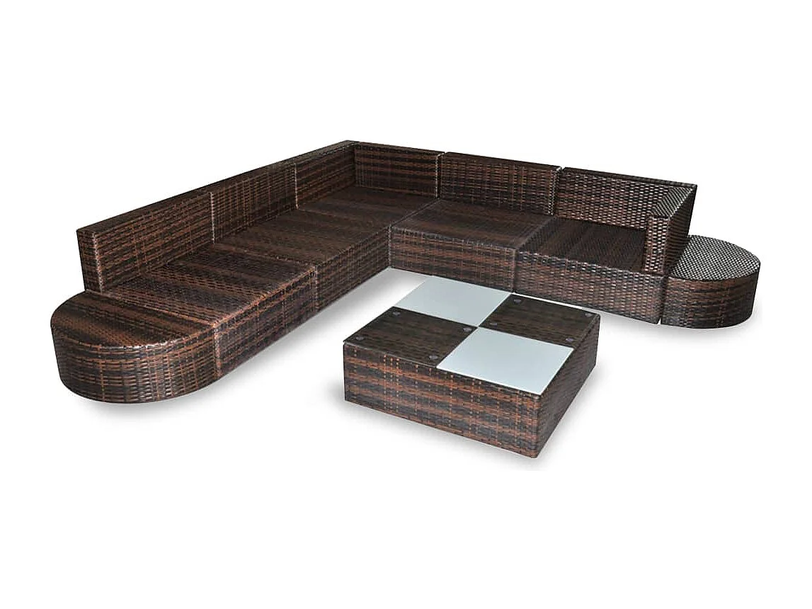 8-tlg. Garten-Lounge-Set mit Kissen Poly Rattan Braun