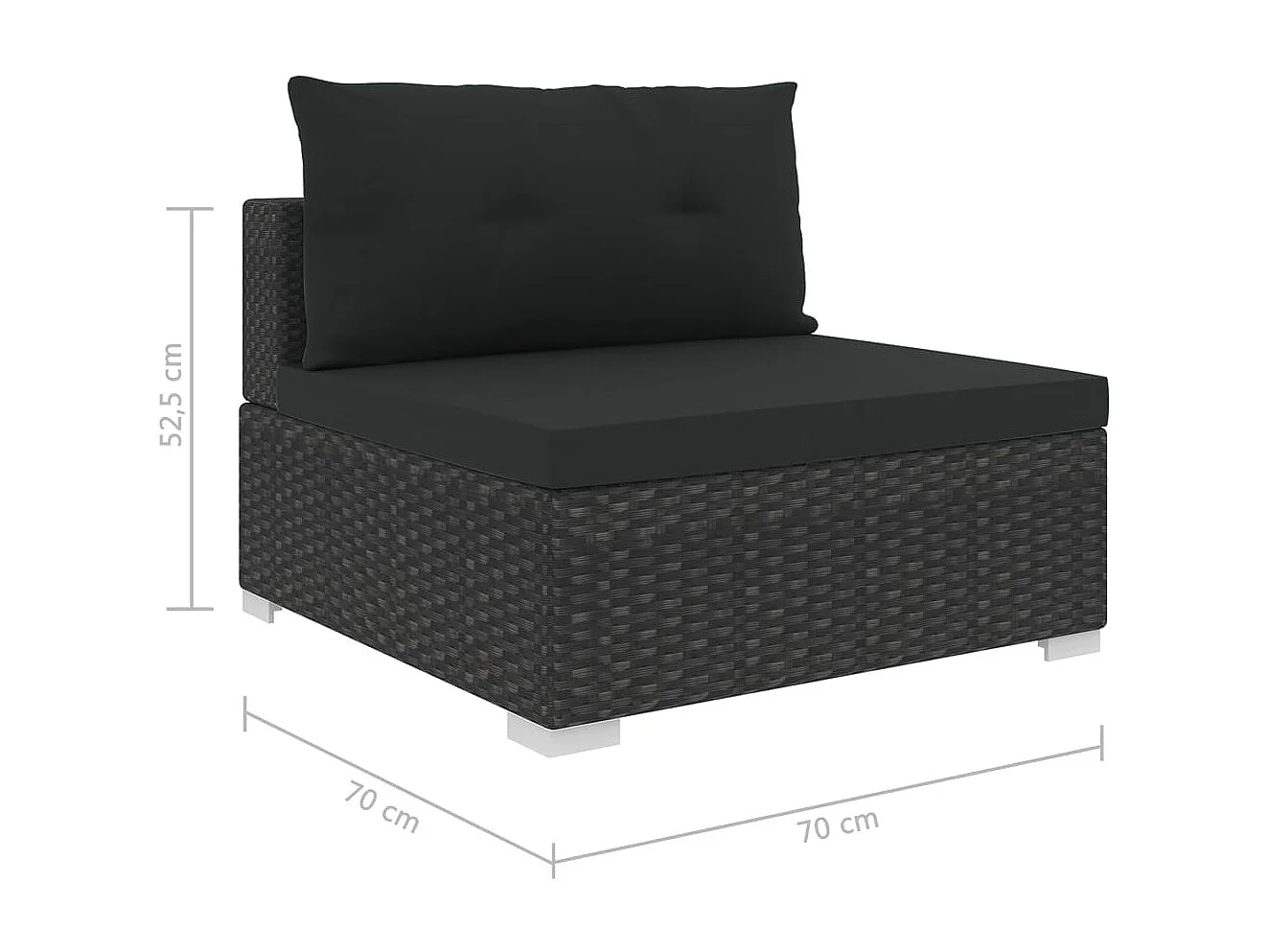 10-delige Loungeset met kussens poly rattan zwart