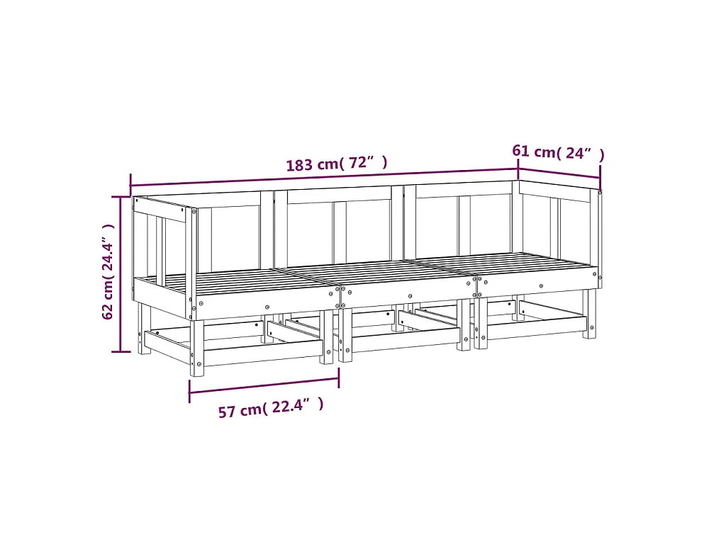 Set Salotto da Giardino 3 pz in Legno Massello di Douglas