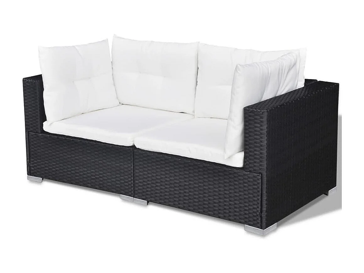 Set muebles de jardín 10 piezas y cojines ratán sintético negro
