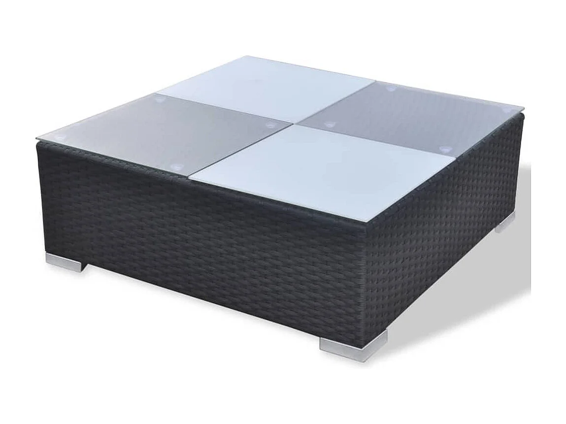 Set muebles de jardín 10 piezas y cojines ratán sintético negro