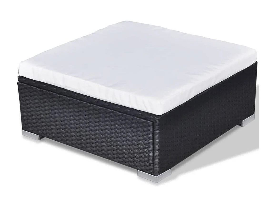 Salon de jardin 10 pcs avec coussins Résine tressée Noir